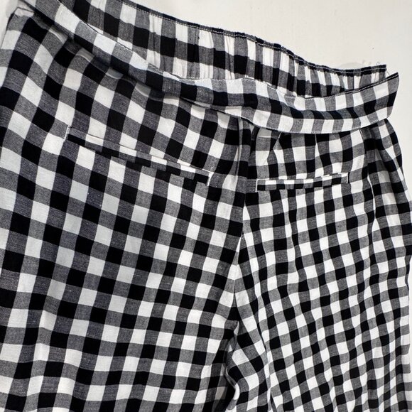 Loft Black & White Gingham Wide Leg Cropped Pants with Tie Belt, Sz S - Picture 5 of 8